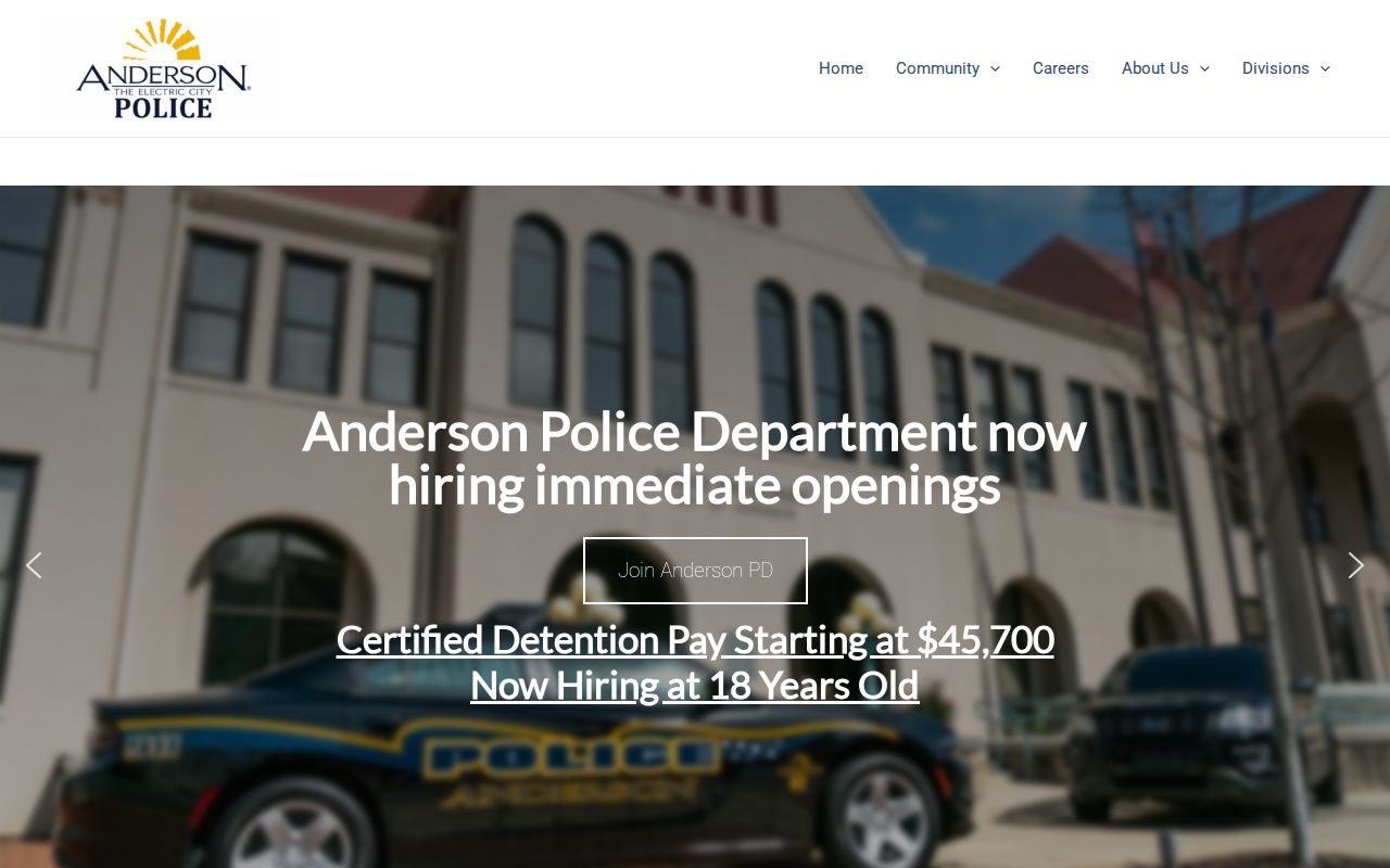 Anderson Police Department Detention Center city release date contact